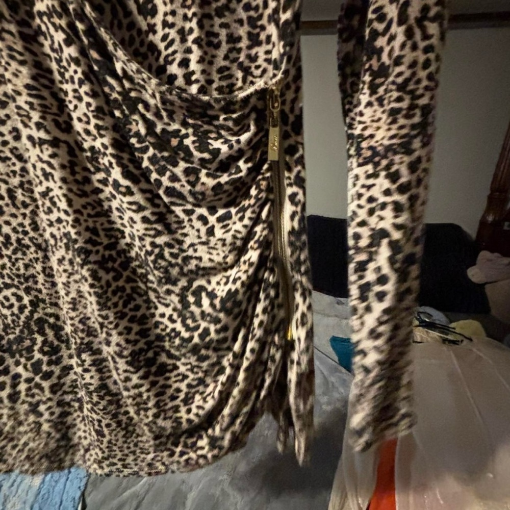Guess Gray Animal Print Top